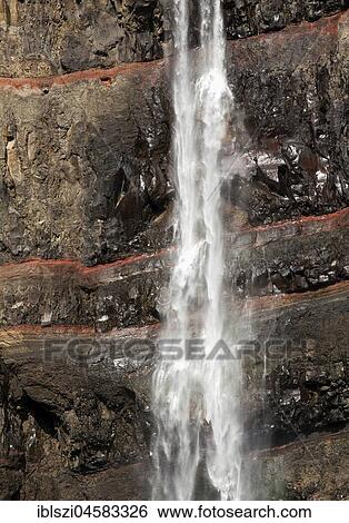 Waterfall Hengifoss, East Island, Island View Large Photo Image Stock Photograph - Waterfall Hengifoss, East Island, Island. Fotosearch