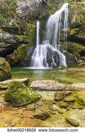 Stock Photograph - Waterfall, Slap Virje, Bovec, Slovenia, Europe. Fotosearch