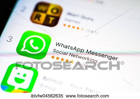 WhatsApp Messenger App in the Apple App Store, Instant Messenger Service, Social Networking, App-Icon, Display on a Screen from Mobile Phone, iPhone, iOS, Smartphone, Macro Shooting, Detail, Full Size View Large Photo Image Stock Photography - WhatsApp Messenger App in the Apple App Store, Instant Messenger Service, Social Networking, App-Icon, Display on a Screen from Mobile Phone, iPhone, iOS, Smartphone, Macro Shooting, Detail, Full Size. Fotosearch