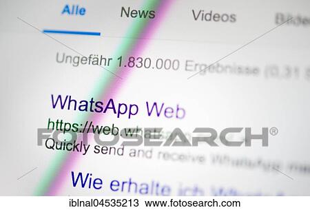 Stock Image - WhatsApp Web, search results from Google, internet, close-up, screenshot, detail. Fotosearch