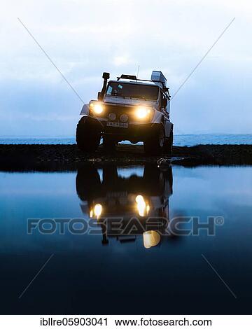 White Land Rover Jeep with reflection in the Blü Hour, Vatnajökull glacier, Iceland, Europe View Large Photo Image Stock Image - White Land Rover Jeep with reflection in the Blü Hour, Vatnajökull glacier, Iceland, Europe. Fotosearch