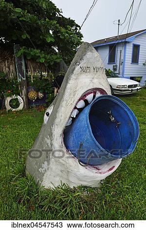 White Shark, mockup as a trash can, Treasure Cay, Abacos Islands, Bahamas, Central America View Large Photo Image Stock Image - White Shark, mockup as a trash can, Treasure Cay, Abacos Islands, Bahamas, Central America. Fotosearch