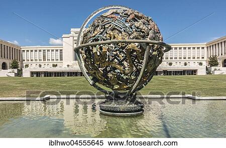 Wilson Globus or Celestial Globe, Ariana Park, at back Palace of Nations, United Nations Office in Geneva, UNOG, Geneva, Switzerland, Europe View Large Photo Image Stock Photography - Wilson Globus or Celestial Globe, Ariana Park, at back Palace of Nations, United Nations Office in Geneva, UNOG, Geneva, Switzerland, Europe. Fotosearch