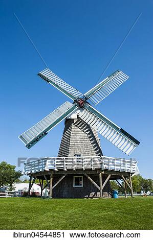 Stock Image - Windmill in the Steinbach Mennonite Model village, Manitoba, Canada, North America. Fotosearch