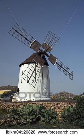 Stock Photo - Windmill, Pajara, Fuerteventura, Canary Islands, Spain, Europe. Fotosearch