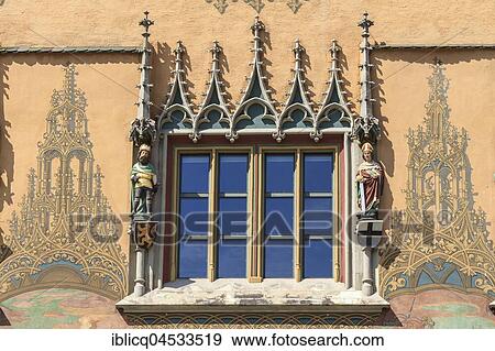 Window with two electoral sculptures, town hall, Ulm, Baden-Württemberg, Germany, Europe View Large Photo Image Stock Photo - Window with two electoral sculptures, town hall, Ulm, Baden-Württemberg, Germany, Europe. Fotosearch