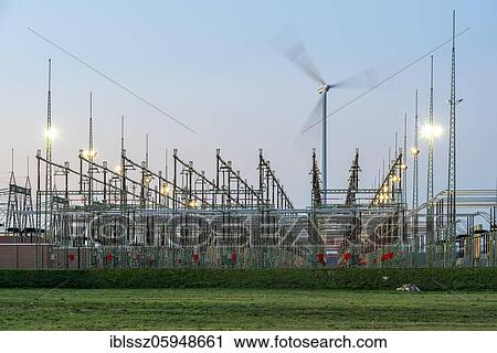Stock Image - Wolmirstedt substation, Saxony-Anhalt, Germany, Europe. Fotosearch