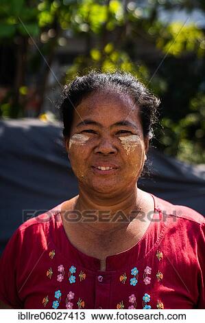 Woman with face painting, portrait, Mandalay, Myanmar, Asia View Large Photo Image Stock Image - Woman with face painting, portrait, Mandalay, Myanmar, Asia. Fotosearch