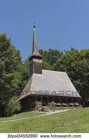 Stock Image - Wooden church in the Astra Museum of Traditional Folk Civilization, Sibiu, Romania, Europe. Fotosearch