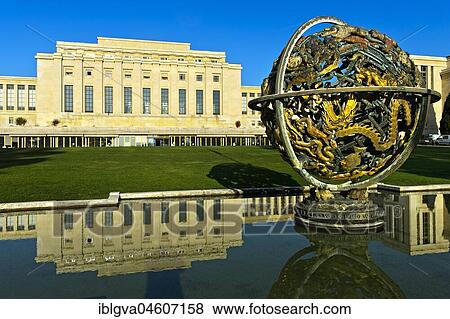 Woodrow Wilson Memorial Sphere, Palace of Nations, United Nations, Geneva, Switzerland, Europe View Large Photo Image Stock Photo - Woodrow Wilson Memorial Sphere, Palace of Nations, United Nations, Geneva, Switzerland, Europe. Fotosearch