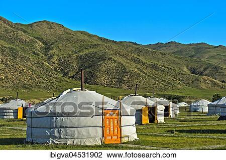Yurts, camp in the Orchon Valley near Charchorin, Mongolia, Asia View Large Photo Image Stock Image - Yurts, camp in the Orchon Valley near Charchorin, Mongolia, Asia. Fotosearch