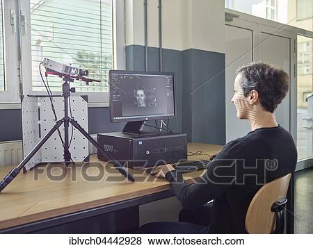 30-35 year old woman scans her head with a 3D scanner View Large Photo Image Stock Photo - 30-35 year old woman scans her head with a 3D scanner. Fotosearch