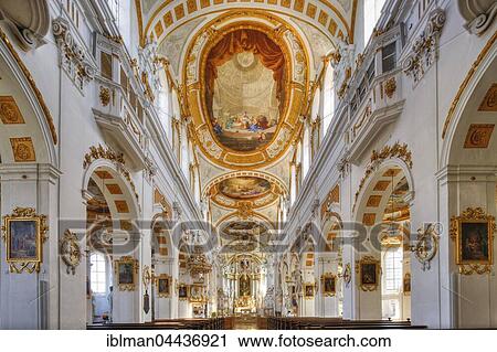 Stock Image - Abbey Church of Saint Peter and Paul, Elchingen Monastery, Oberelchingen, Elchingen, Swabia, Bavaria, Germany, Europe. Fotosearch