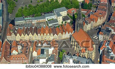 Aerial photograph, Lamberti church and gabled houses, Prinzipalmarkt, Roggenmarkt, Münster, Münsterland, North Rhine-Westphalia, Germany, Europe View Large Photo Image Stock Photo - Aerial photograph, Lamberti church and gabled houses, Prinzipalmarkt, Roggenmarkt, Münster, Münsterland, North Rhine-Westphalia, Germany, Europe. Fotosearch