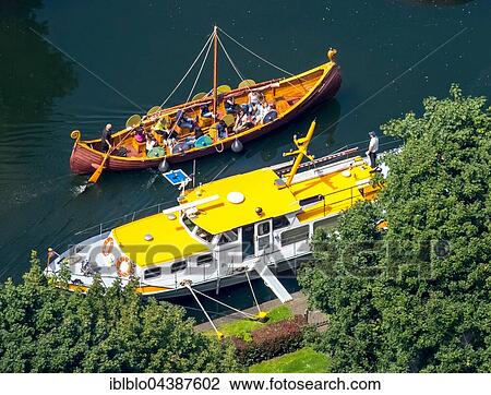 Aerial photograph, pier, viking ship and water conservation ship, Ruhr district, Mülheim an der Ruhr, Ruhr district, North Rhine-Westphalia, Germany, Europe View Large Photo Image Stock Image - Aerial photograph, pier, viking ship and water conservation ship, Ruhr district, Mülheim an der Ruhr, Ruhr district, North Rhine-Westphalia, Germany, Europe. Fotosearch