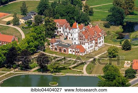 Aerial view, Basedow Castle, Mecklenburg Lake Plateau, Mecklenburg-Western Pomerania, Germany, Europe View Large Photo Image Stock Photo - Aerial view, Basedow Castle, Mecklenburg Lake Plateau, Mecklenburg-Western Pomerania, Germany, Europe. Fotosearch