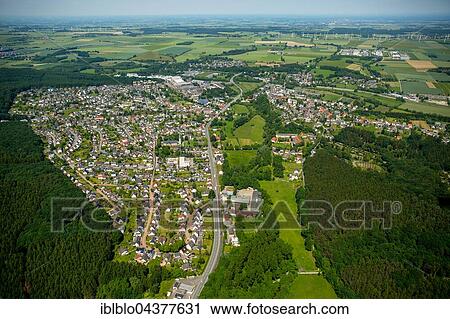 Stock Image - Aerial view, Belecke, Warstein, Sauerland, North Rhine-Westphalia, Germany, Europe. Fotosearch