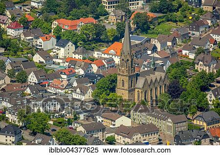 Aerial view, City Church St. Pankratius, Warstein, Sauerland, North Rhine-Westphalia, Germany, Europe View Large Photo Image Stock Photography - Aerial view, City Church St. Pankratius, Warstein, Sauerland, North Rhine-Westphalia, Germany, Europe. Fotosearch