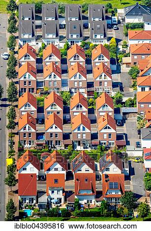Aerial view, detached houses, new housing estate, Zweckel, Gladbeck, Ruhr district, North Rhine Westphalia, Germany, Europe View Large Photo Image Stock Photograph - Aerial view, detached houses, new housing estate, Zweckel, Gladbeck, Ruhr district, North Rhine Westphalia, Germany, Europe. Fotosearch