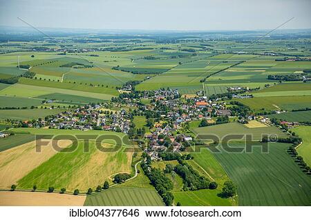 Stock Photograph - Aerial view, Drewer, Warstein, Sauerland, North Rhine-Westphalia, Germany, Europe. Fotosearch