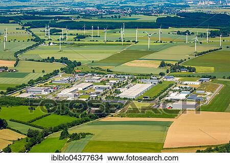 Picture - Aerial view, industrial area Belecke Walter Rathenau Ring, Belecke, Warstein, Sauerland, North Rhine-Westphalia, Germany, Europe. Fotosearch