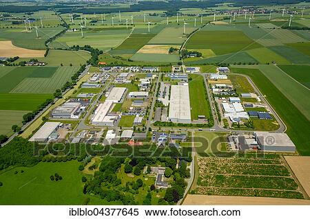 Aerial view, Industrial District commercial area, wind turbines behind, Belecke, Warstein, Sauerland, North Rhine-Westphalia, Germany, Europe View Large Photo Image Stock Photography - Aerial view, Industrial District commercial area, wind turbines behind, Belecke, Warstein, Sauerland, North Rhine-Westphalia, Germany, Europe. Fotosearch