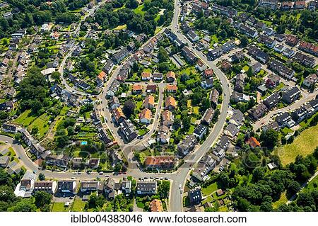 Aerial view, island settlement, Settlement between the streets Katte Dahl and Oberhausen, Essen, Ruhr district, North Rhine-Westphalia, Germany, Europe View Large Photo Image Stock Photograph - Aerial view, island settlement, Settlement between the streets Katte Dahl and Oberhausen, Essen, Ruhr district, North Rhine-Westphalia, Germany, Europe. Fotosearch