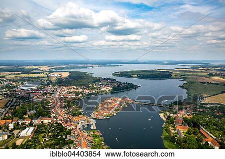 Aerial view, island town of Malchow, Mecklenburg Lakeland, Mecklenburg-Western Pomerania, Germany, Europe View Large Photo Image Picture - Aerial view, island town of Malchow, Mecklenburg Lakeland, Mecklenburg-Western Pomerania, Germany, Europe. Fotosearch