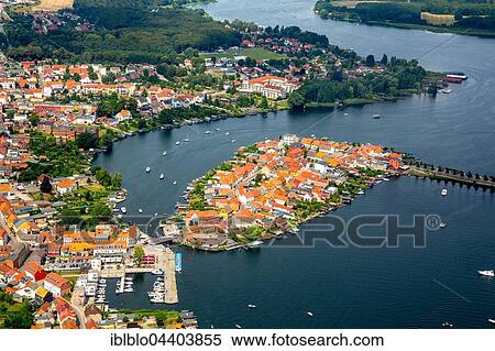 Aerial view, island town of Malchow, Mecklenburg Lakeland, Mecklenburg-Western Pomerania, Germany, Europe View Large Photo Image Stock Photography - Aerial view, island town of Malchow, Mecklenburg Lakeland, Mecklenburg-Western Pomerania, Germany, Europe. Fotosearch