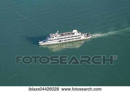 Stock Photo - Aerial view, MS Graf Zeppelin, BSB ship, Lake Constance, Baden-Württemberg, Germany, Europe. Fotosearch