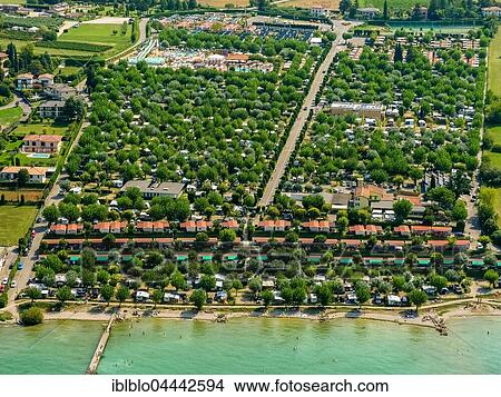 Aerial view of campsite Eurocamping Pacengo, Lake Garda, Lazise, Veneto, Italy, Europe View Large Photo Image Picture - Aerial view of campsite Eurocamping Pacengo, Lake Garda, Lazise, Veneto, Italy, Europe. Fotosearch