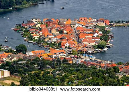 Aerial view of Malchow, Mecklenburg Lakeland, Mecklenburg-Western Pomerania, Germany, Europe View Large Photo Image Stock Image - Aerial view of Malchow, Mecklenburg Lakeland, Mecklenburg-Western Pomerania, Germany, Europe. Fotosearch