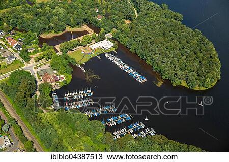 Aerial view of reservoir, sailboats at dock, town mill, mill creek, Haltern, Ruhr region, North Rhine-Westphalia, Germany, Europe View Large Photo Image Stock Image - Aerial view of reservoir, sailboats at dock, town mill, mill creek, Haltern, Ruhr region, North Rhine-Westphalia, Germany, Europe. Fotosearch