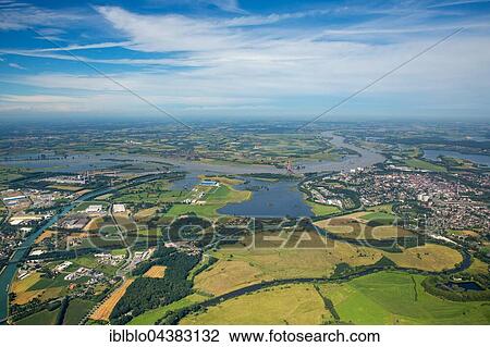Aerial view, Rhine floods at the Lippe estuary, Niederrhein, North Rhine-Westphalia, Germany, Europe View Large Photo Image Stock Image - Aerial view, Rhine floods at the Lippe estuary, Niederrhein, North Rhine-Westphalia, Germany, Europe. Fotosearch