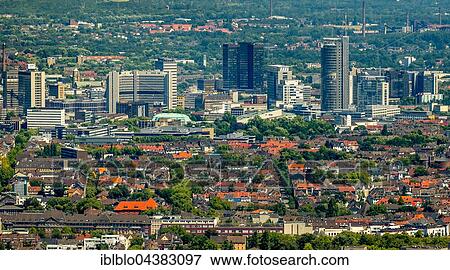 Aerial view, Ruettenscheid with Essen Skyline, Essen, Ruhr district, North Rhine-Westphalia, Germany, Europe View Large Photo Image Stock Photo - Aerial view, Ruettenscheid with Essen Skyline, Essen, Ruhr district, North Rhine-Westphalia, Germany, Europe. Fotosearch
