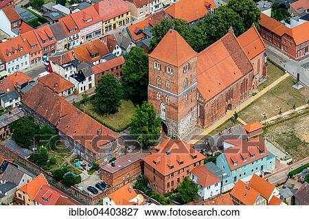 Aerial view, St. Mary's Church, Plau, Mecklenburg Lake District, Mecklenburg-Western Pomerania, Germany, Europe View Large Photo Image Stock Photo - Aerial view, St. Mary's Church, Plau, Mecklenburg Lake District, Mecklenburg-Western Pomerania, Germany, Europe. Fotosearch