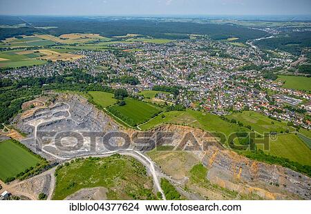 Aerial view, Warstein quarry, limestone quarrying, Nuttlaer Pfad, Warstein, Sauerland, North Rhine-Westphalia, Germany, Europe View Large Photo Image Picture - Aerial view, Warstein quarry, limestone quarrying, Nuttlaer Pfad, Warstein, Sauerland, North Rhine-Westphalia, Germany, Europe. Fotosearch