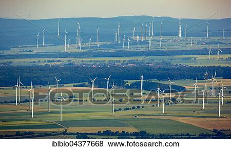 Aerial View, wind turbines, wind farm Wunnenberg, wind power, alternative energy, renewable energy, landscape destruction, Bad Wunnenberg, Soester Plain, North Rhine-Westphalia, Germany, Europe View Large Photo Image Stock Photo - Aerial View, wind turbines, wind farm Wunnenberg, wind power, alternative energy, renewable energy, landscape destruction, Bad Wunnenberg, Soester Plain, North Rhine-Westphalia, Germany, Europe. Fotosearch