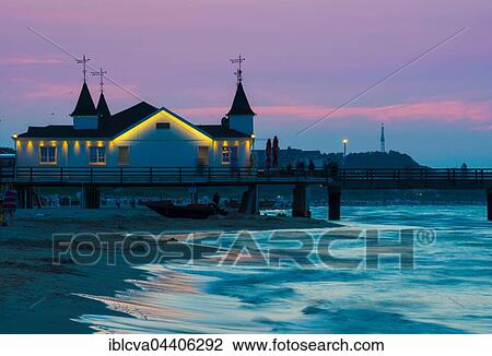 Ahlbeck pier in evening light, seaside resort Ahlbeck, Usedom Island, Mecklenburg-Western Pomerania, Germany, Europe View Large Photo Image Stock Image - Ahlbeck pier in evening light, seaside resort Ahlbeck, Usedom Island, Mecklenburg-Western Pomerania, Germany, Europe. Fotosearch