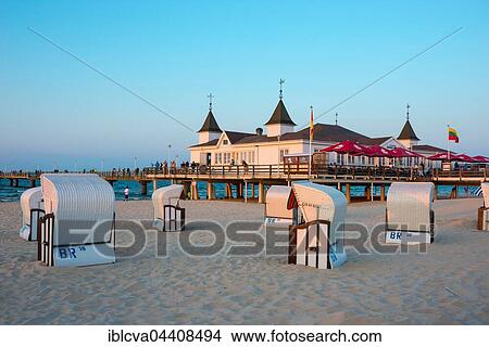 Ahlbeck pier with beach chairs, seaside resort Ahlbeck, Usedom Island, Mecklenburg-Western Pomerania, Germany, Europe View Large Photo Image Picture - Ahlbeck pier with beach chairs, seaside resort Ahlbeck, Usedom Island, Mecklenburg-Western Pomerania, Germany, Europe. Fotosearch