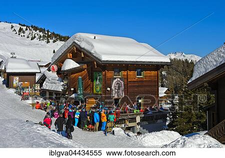 Stock Photography - Albi's Mountain Rock Café at the Après Ski area, Bettmeralp, Valais, Switzerland, Europe. Fotosearch