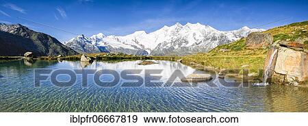 Stock Photo - Allalinhorn, 4027m, Alphubel, 4206m, Täschhorn, 4491m, Dom, 4545m, Valais, Switzerland, Europe. Fotosearch