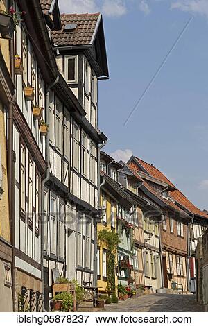 Alley on the Schlossberg with half-timbered houses, Quedlinburg, UNESCO World Heritage Site, Saxony-Anhalt, Germany, Europe View Large Photo Image Stock Photo - Alley on the Schlossberg with half-timbered houses, Quedlinburg, UNESCO World Heritage Site, Saxony-Anhalt, Germany, Europe. Fotosearch