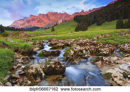 Stock Image - Alpstein massif with Säntis, Appenzell, Switzerland, Europe. Fotosearch