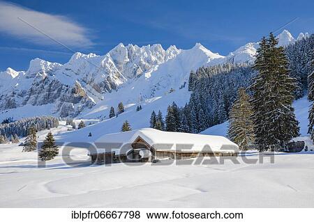 Stock Photo - Alpstein massif with Säntis, Appenzell, Switzerland, Europe. Fotosearch