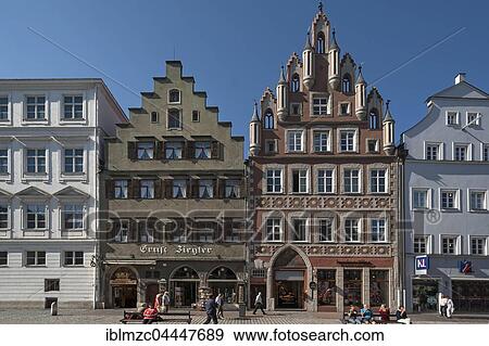 Alte Bürgerhäuser, row of historic houses, pedestrian area, historic centre, Landshut, Lower Bavaria, Germany, Europe View Large Photo Image Stock Photo - Alte Bürgerhäuser, row of historic houses, pedestrian area, historic centre, Landshut, Lower Bavaria, Germany, Europe. Fotosearch