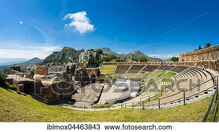 Amphitheatre ruins, Teatro Antico di Taormina, Taormina, Sicily, Italy, Europe View Large Photo Image Stock Image - Amphitheatre ruins, Teatro Antico di Taormina, Taormina, Sicily, Italy, Europe. Fotosearch