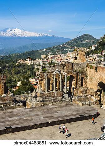 Amphitheatre ruins, Teatro Antico di Taormina, Taormina, Sicily, Italy, Europe View Large Photo Image Stock Image - Amphitheatre ruins, Teatro Antico di Taormina, Taormina, Sicily, Italy, Europe. Fotosearch