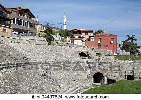 Picture - Ancient amphitheater, Durrës, Albania, Europe. Fotosearch