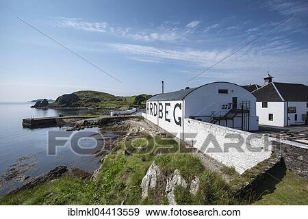 Stock Photo - Ardbeg whiskey distillery, storehouse, Islay, Inner Hebrides, Scotland, United Kingdom, Europe. Fotosearch